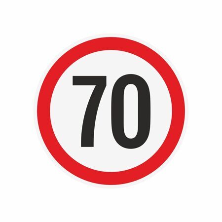 Наклейка ограничения скорости "70" для автотранспорта, 160х160 мм