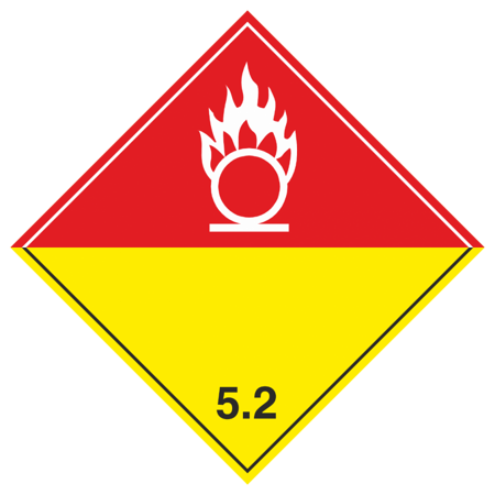 Наклейка: Знак опасности 5.2 «Органические пероксиды» 250х250 мм (белое изображение)