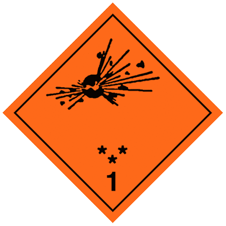 Наклейка: Знак опасности 1 "Взрывчатые вещества и изделия" 250х250 мм