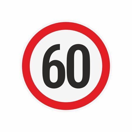 Наклейка ограничения скорости "60" для автотранспорта, 160х160 мм