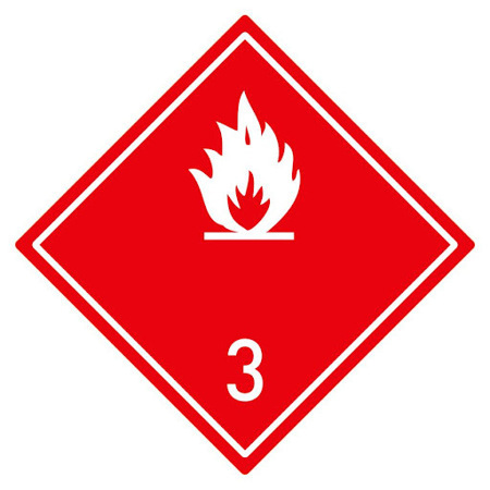 Наклейка: Знак опасности 3 "Легковоспламеняющиеся жидкости" 250х250 мм (белые надпись и изображение)