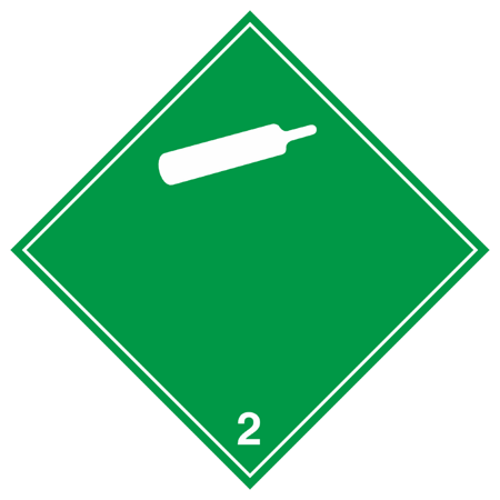 Наклейка: Знак опасности 2.2 "Невоспламеняющиеся, нетоксичные газы" 250х250 мм (белые надпись и изображение)