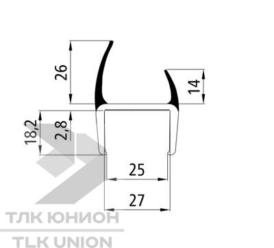 Профиль ПВХ (уплотнитель) жестко-мягкий для ворот, 25 мм, L-2700 мм, серый, Suer 108071437 вид 2