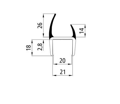 Профиль ПВХ (уплотнитель) для ворот, 20 мм, L-3000 мм, жестко-мягкий, серый, Suer 108071648 вид 3