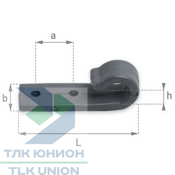 Крючок пластмассовый серый, b-20 мм, L-63 мм, Bozamet 20.20.00 (100ед.)