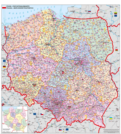 Карта Польши с держателем по почтовым кодам