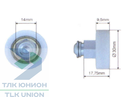 Ролик сдвижной крыши Edscha, 30х9,5 мм, Suer 670730002