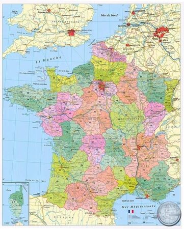 Карта Франции с держателем по почтовым кодам