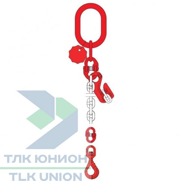 Строп 1СЦ DoKett, крюк OZW, крюк-укоротитель, 1,12т, 1м, Dolezych 19320601.1