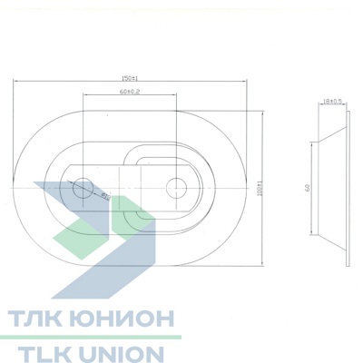 Крепежная петля (проушина) в лотке 150х100мм на 2 болта, оцинкованная сталь, СП.12.ПКГП25 вид 2