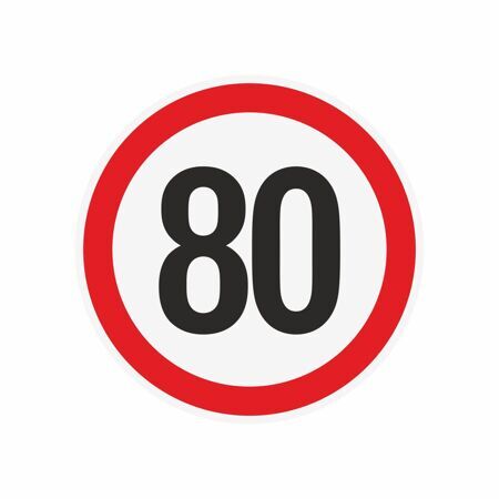 Наклейка ограничения скорости "80" для автотранспорта, 160х160 мм