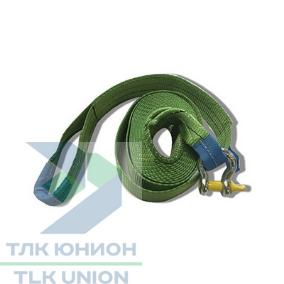 Трос буксировочный ленточный с петлями + 1 шакл, 14т, 60мм, 8м, РОМЕК 060.2.8.0С