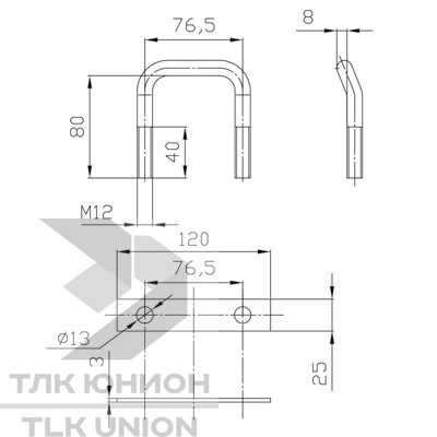 Крепежная скоба изогнутая, 76,5x80 мм, М12, сталь, СП12СКГМ12 вид 2