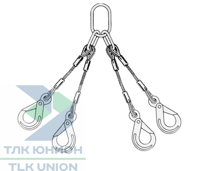 Строп 4СК1, крюки OZ, DIN EN 13414, 1,45т, 1м, Dolezych 02260804.1