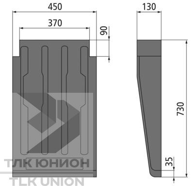 Крыло прицепа длинное B450х730 SG, пластик PP-EPDM, 450х730х130 мм, Suer 181375404 вид 1