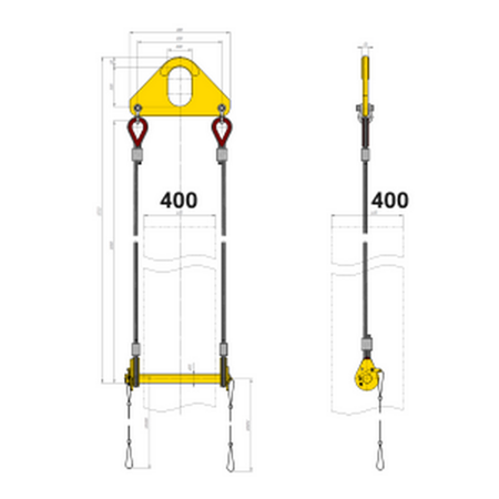 Траверса для монтажа железобетонных колонн 400х400мм за верхнее отверстие d-50мм, 5т, 3м, РОМЕК 400-5,0-50-3,0