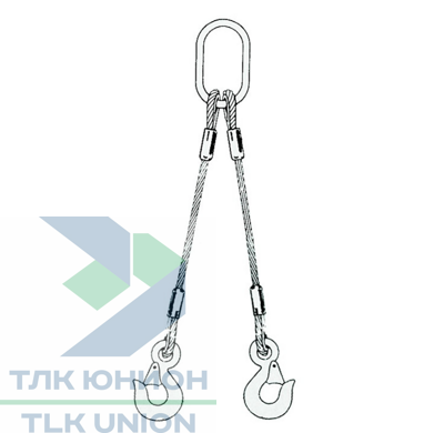 Строп канатный двухветвевой 2СК с грузовым крюком GK 8, DIN EN 13414, 1м, 950 кг, Dolezych 02180802.1