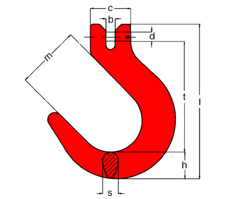 Крюк с широким зевом и вилочным соединением CWG, T(8), 6 мм, Dolezych 09076706