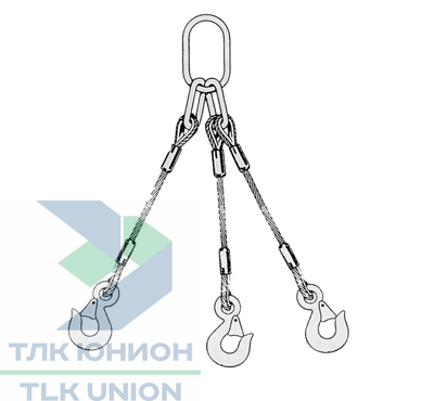 Строп 3СК, крюки GK 8, DIN EN 13414, 1,45т, 1м, Dolezych 02180803.1