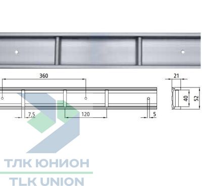 Рейка такелажная плоская 3114-AL алюминий Suer 142138755