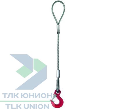 Строп канатный одноветвевой 1СК, петля - крюк, опрессовка, 1м, 700 кг, Dolezych 02120801.1