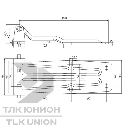 Петля ворот большая, 260х90 мм, оцинкованная сталь, 6306050 вид 3
