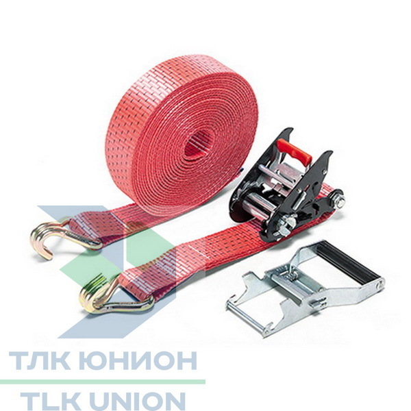 Стяжной ремень LC 2500/5000 daN, двойн. крюки, съёмн. ручка, 8м, 50мм, РОМЕК 50.25.4.0.8000