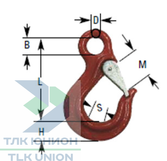 Крюк с предохранительной защелкой и проушиной OHS, T(8), 13 мм, Dolezych 09088113