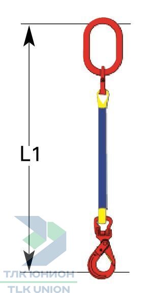 Строп текстильный одноветвевой ленточный 1СТл DoLeicht H тип A с самозакрывающимся крюком типа OZ, 1м, 1,00 тонна, Dolezych 05451001.1