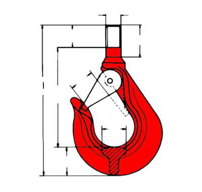 Крюк с предохранительной защелкой и резьбой, T(8),13 мм, Dolezych 03127050