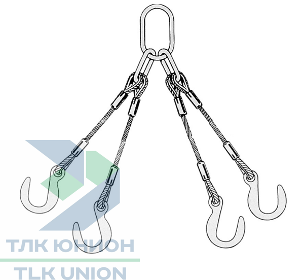 Строп 4СК1, крюки OW, DIN EN 13414, 1,45т, 1м, Dolezych 02270804.1